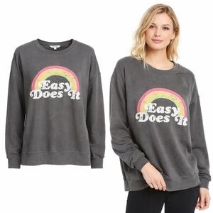 Wildfox | Easy Does It Sweatshirt | Gray Rainbow Graphic | French Terry | Size L